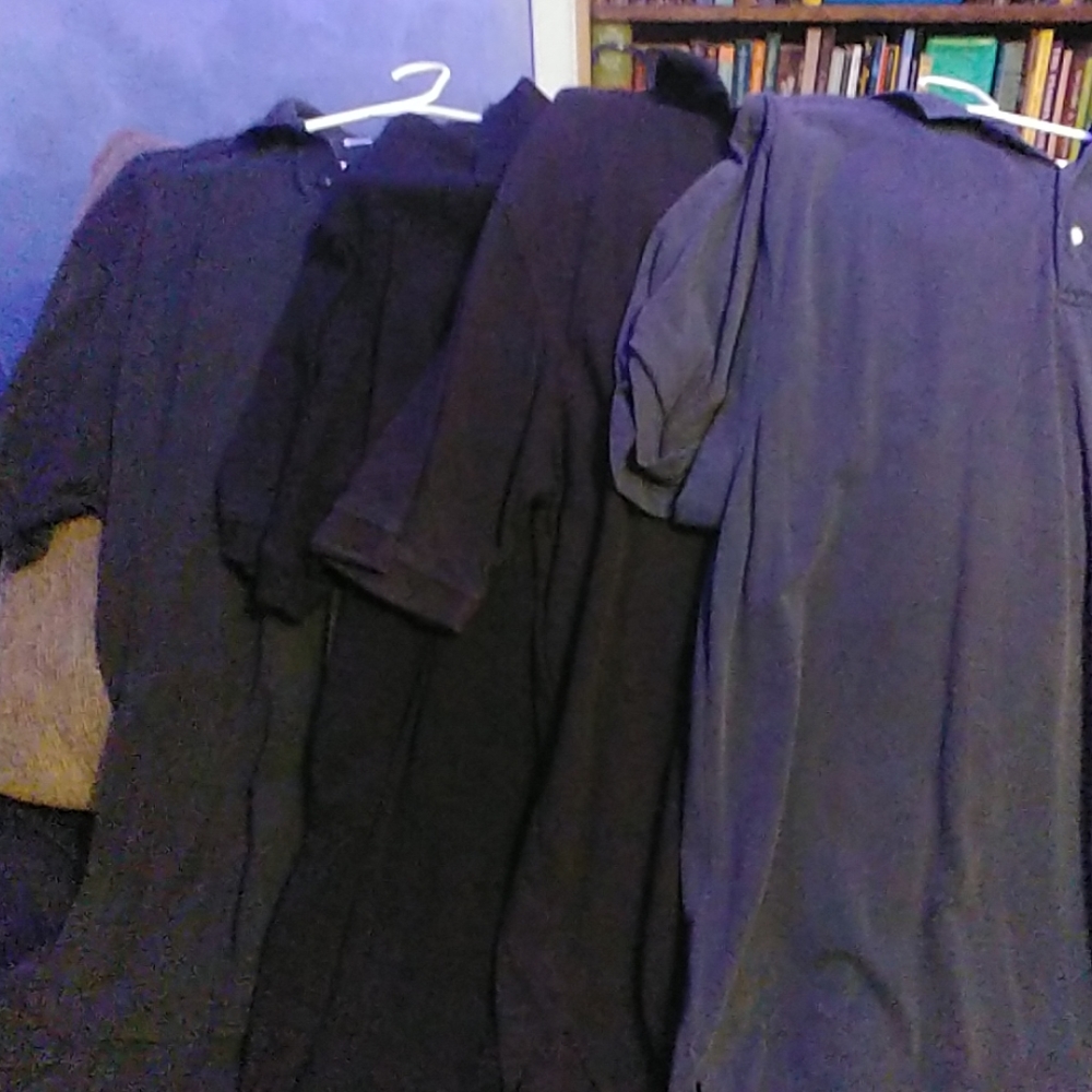 3 Black, 1 Navy men's polo shirts